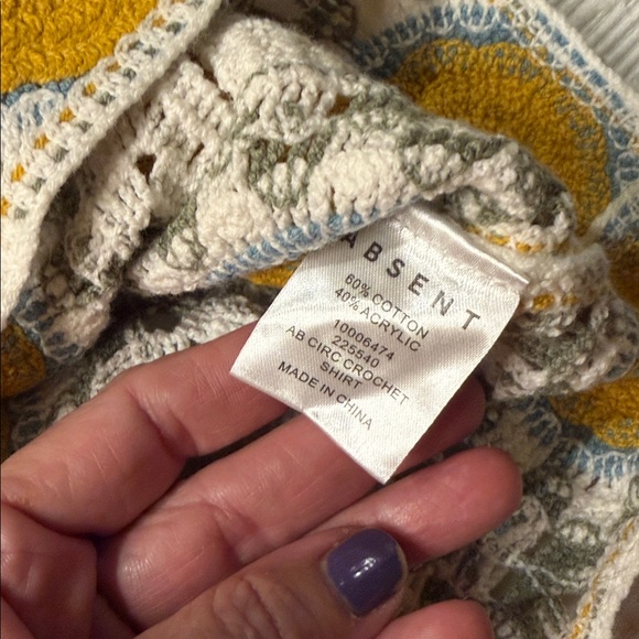 Absent Men’s Crochet Button-Up Shirt. NWT. Runs small- listing as 2XL. - Picture 8 of 10